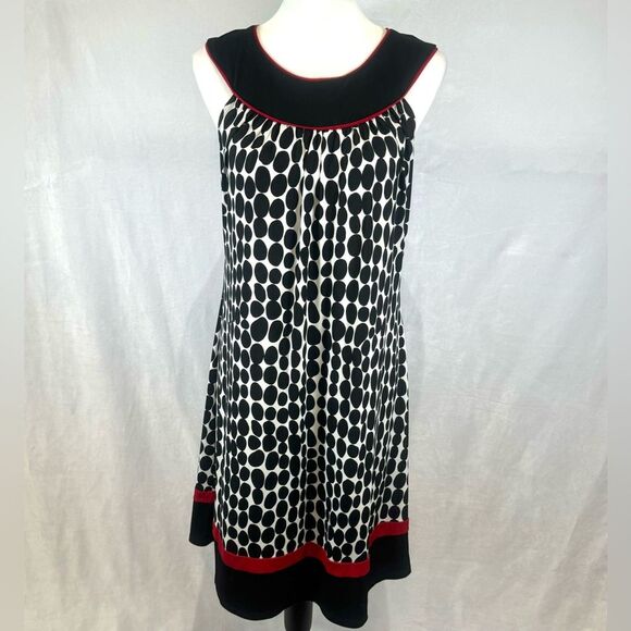 Enfocus Studio black white and red polka dot shift dress size 8 - Picture 1 of 6